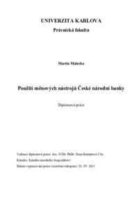 Použití měnových nástrojů České národní banky | CU Digital Repository