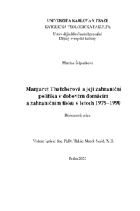 Margaret Thatcherová a její zahraniční politika v dobovém domácím a  zahraničním tisku v letech 1979-1990 | Digitální repozitář UK