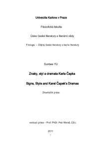 Znaky, styl a dramata Karla Čapka | Digitální repozitář UK