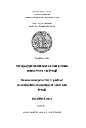 Rozvojový potenciál částí obcí na příkladu města Police nad Metují |  Digitální repozitář UK